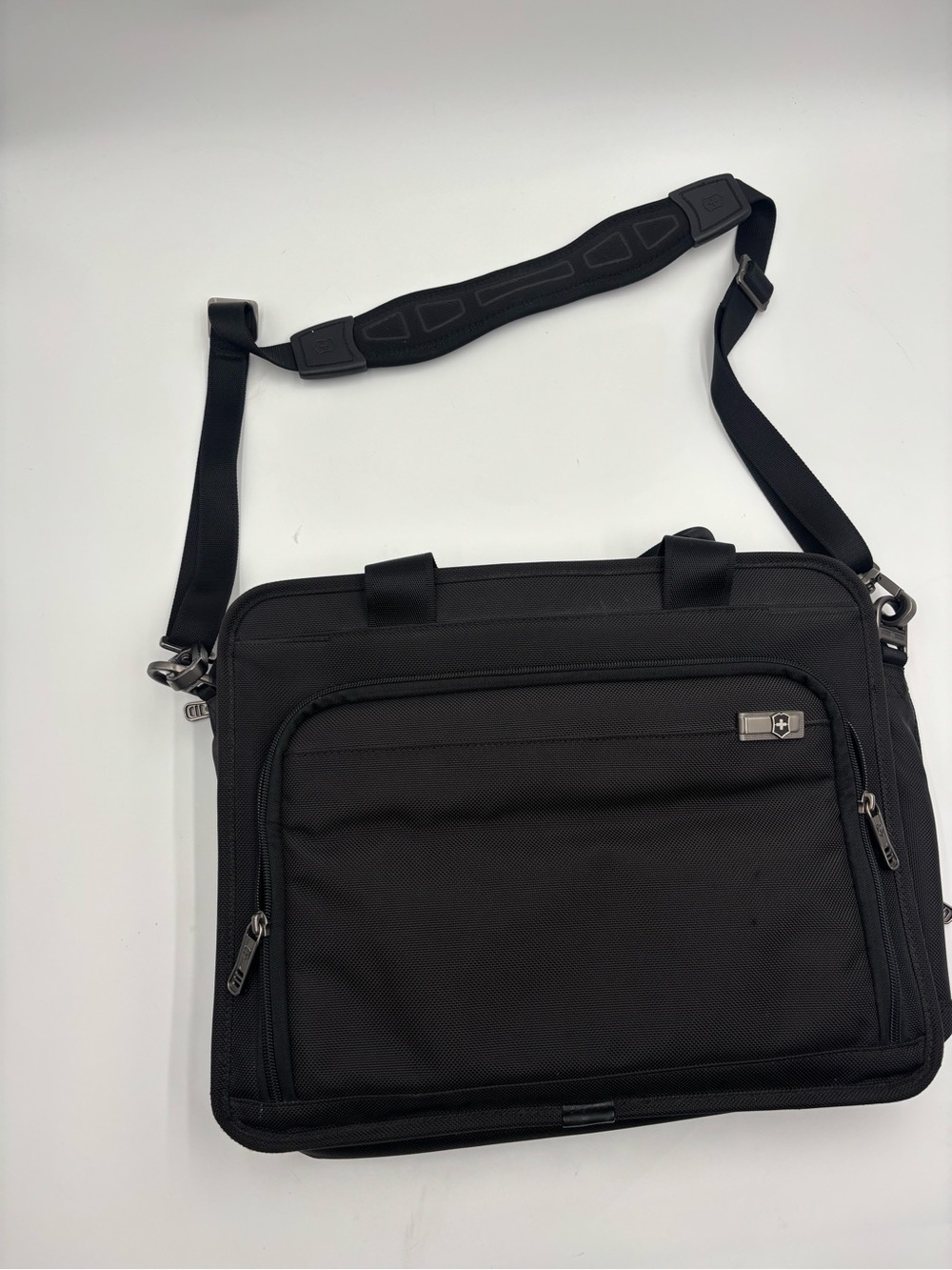Victorinox Black Laptop Messenger Bag with Padded Strap